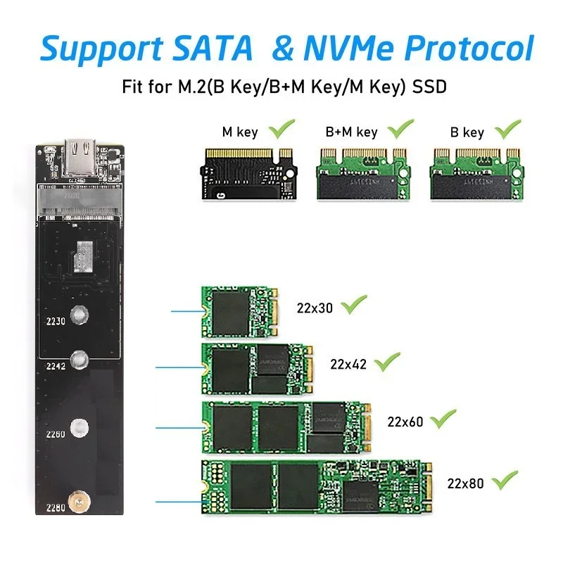 Ŭ M.2 NVMe NGFF SATA SSD USB C   ϵ ̺ ̽, Ʈ Ʈ PC