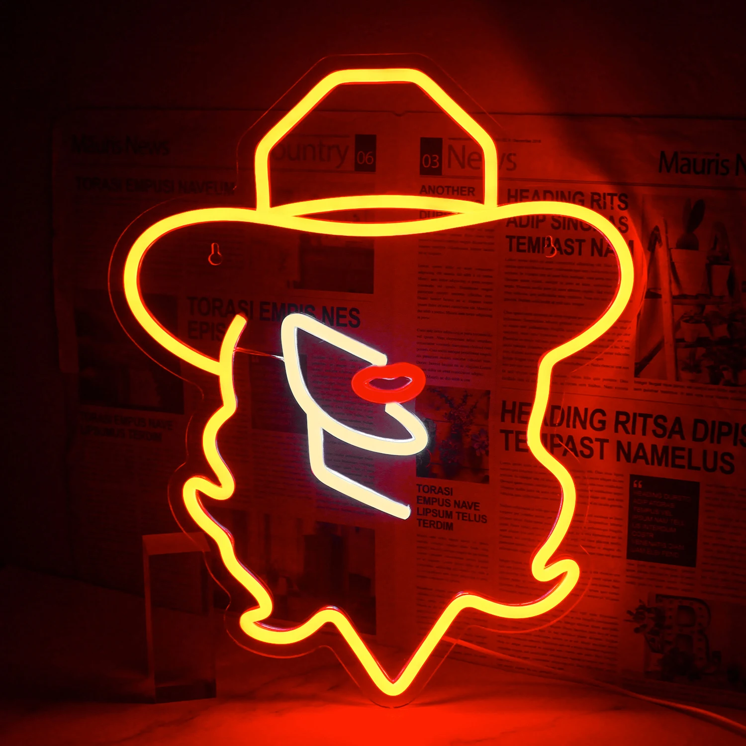 Cowboy Girl Hats Neon Sign Cowboy Hats LED Sign Neon Lights Sign Lighting Neon Light Room Decor for Girls Bedroom Wall Decoratio