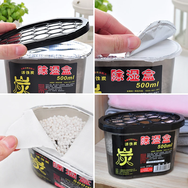 500ml Activated Carbon Mini Dehumidifier For Home Use Wardrobe Clothes Dryer with Desiccant Bedroom Moisture Absorber Box