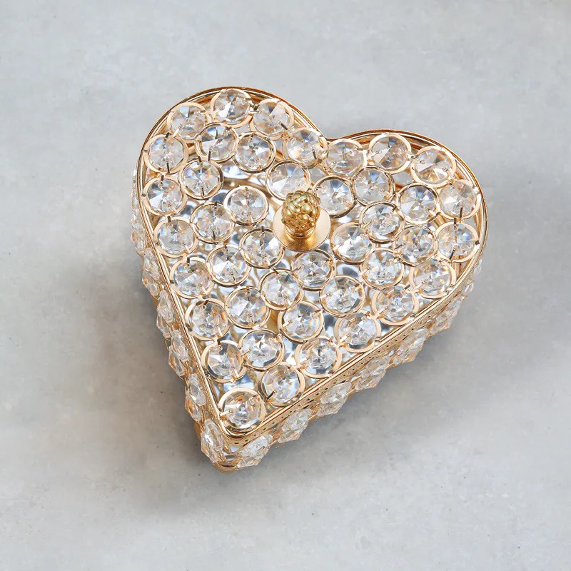 Heart-shaped Crystal Mirrored Jewelry Box Jewelry Trinket Organizer Treasure Box Home Decor Storage Holder Chest Keepsake Box