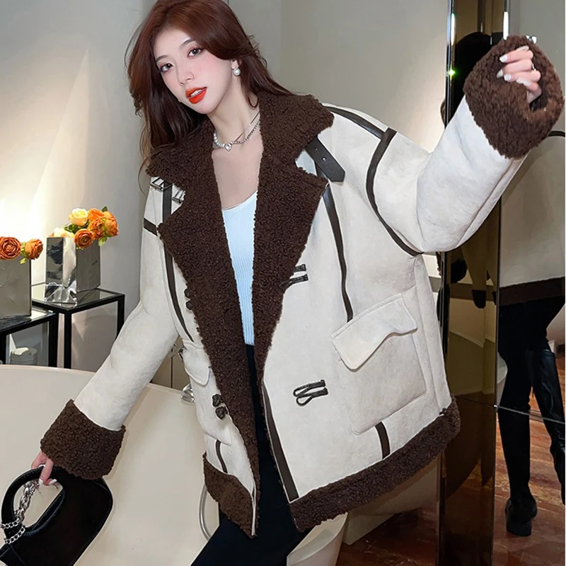 lamb-jacket-women-overcoat-autumn-winter-2023-new-korean-loose-thicke-parka-female-motor-vehicle-fur-one-cotton-padded-jacket