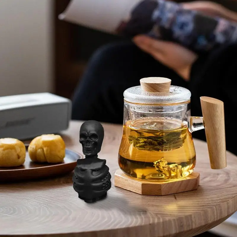 Festive Skull Head Shape Silicone Tea Infuser Tea Strainer Reusable Cute Cartoon Model Infuser Brewing Tool Strainer
