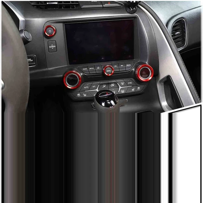 Copri Pulsante Manopola Volume Ac Per Auto Per Accessori Chevrolet Corvette C7 2014-2019 Rosso