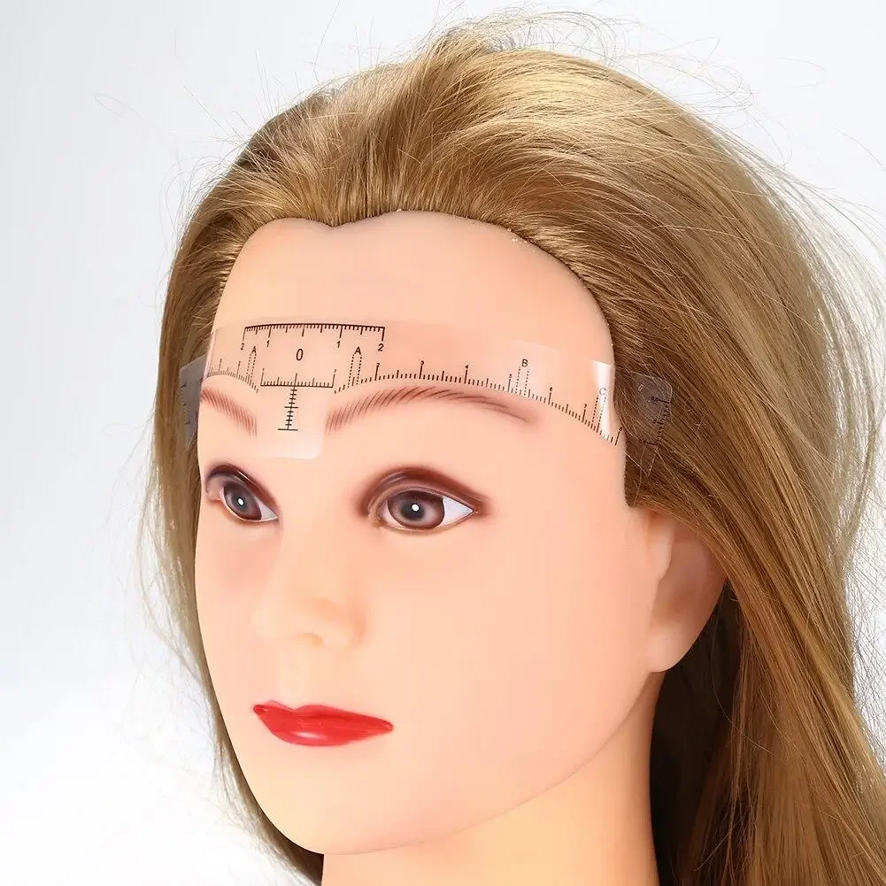 50pcs Eyebrow Ruler Sticker Tattoo Shape Tool Adhesive Microblading Guide Makeup Measurement Stencil Template