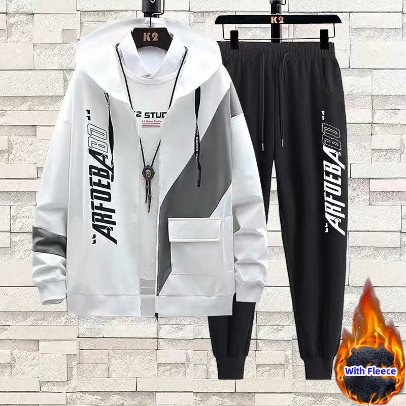 Cardigan Hoodies Tracksuits Men's Autumn Winter Two-pieces Sportswear Suits Pullovers & Pants For Man Outdoor Sports Clothing