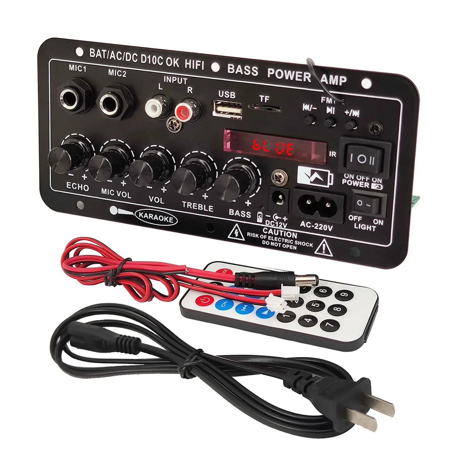30W-120W Digital Bluetooth Amplifier Board D10C Subwoofer Dual Microphone Amp Sp