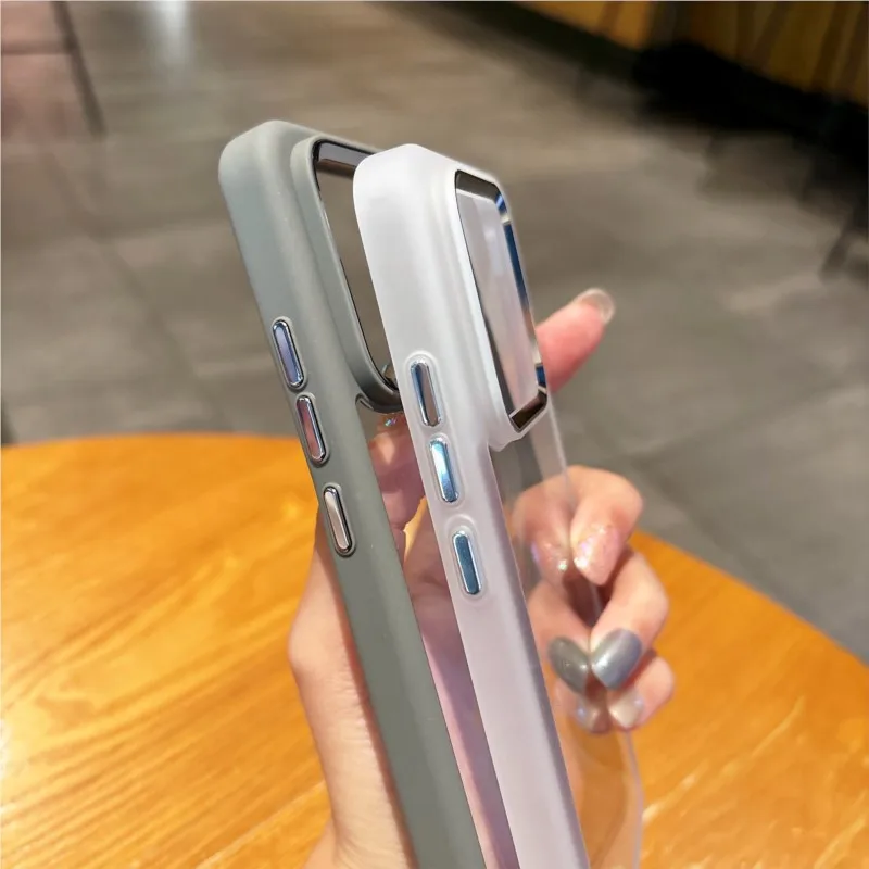 Luxury HD Transparent Shockproof Case with Metal Camera Protection and Clear Soft Bumper Cover