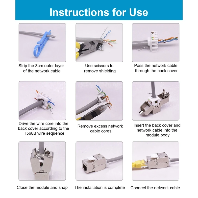 Cat6 Cat6A Cat7 Keystone Rj45 A Stp Modulo In Lega Zinco Schermato