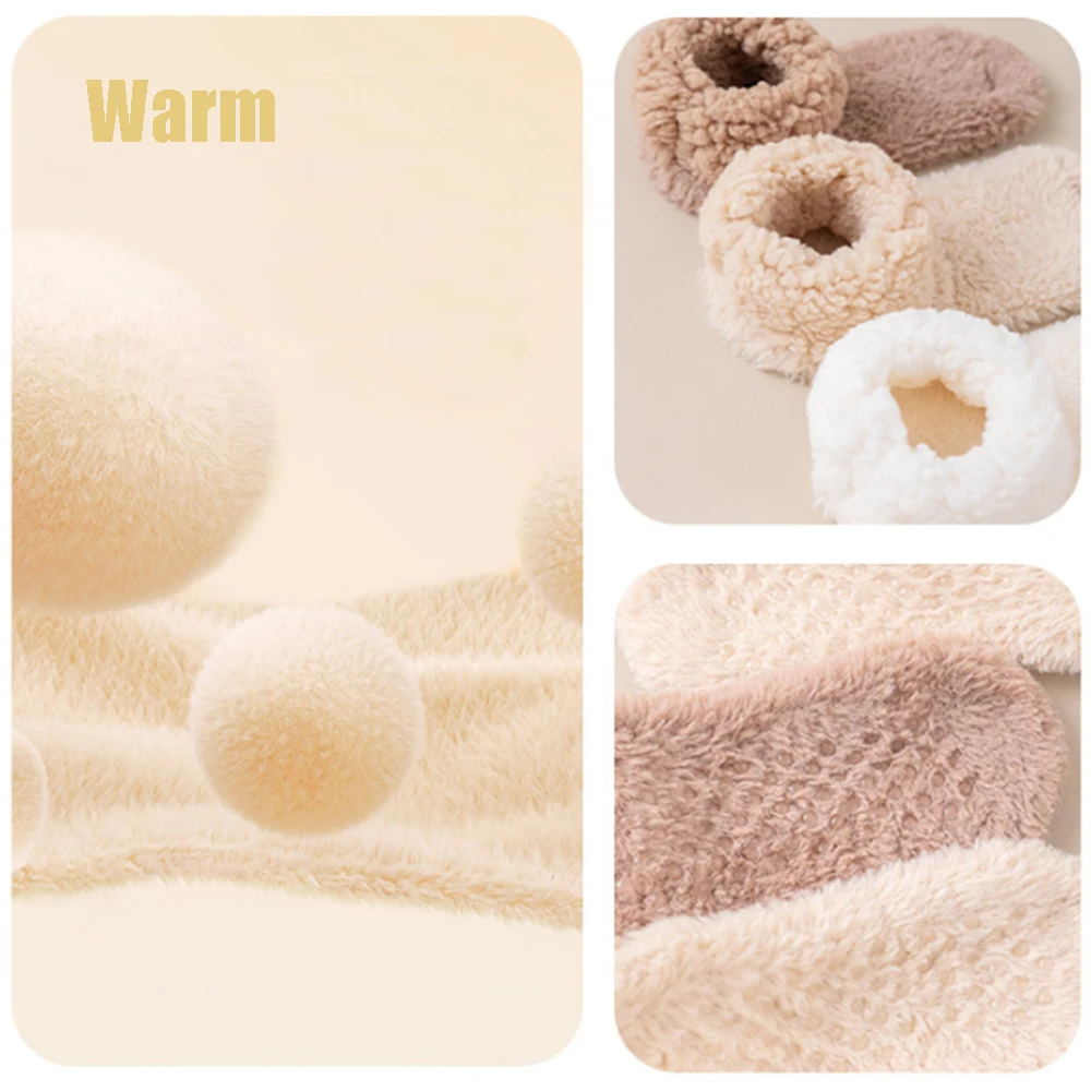 Gemütliche, mit Fleece gefütterte Bodensocken für Damen, rutschfeste Greifersohlen, Plüsch-Innenseite für Wärme, bequeme, sichere Winter-Bodensocken – Detail 3