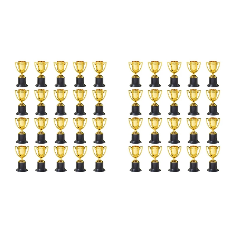 

40PCS Mini Plastic Gold Cups Trophies For Party Children Early Learning Toys Prizes Children's Holiday Trophy Reward