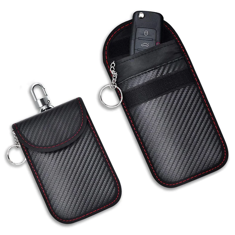 

Carbon Fiber Car Key Case Car Key Signal Blocker Mini Case Pouch Keyless Anti-theft Anti-scanning RFID Blocking Bag