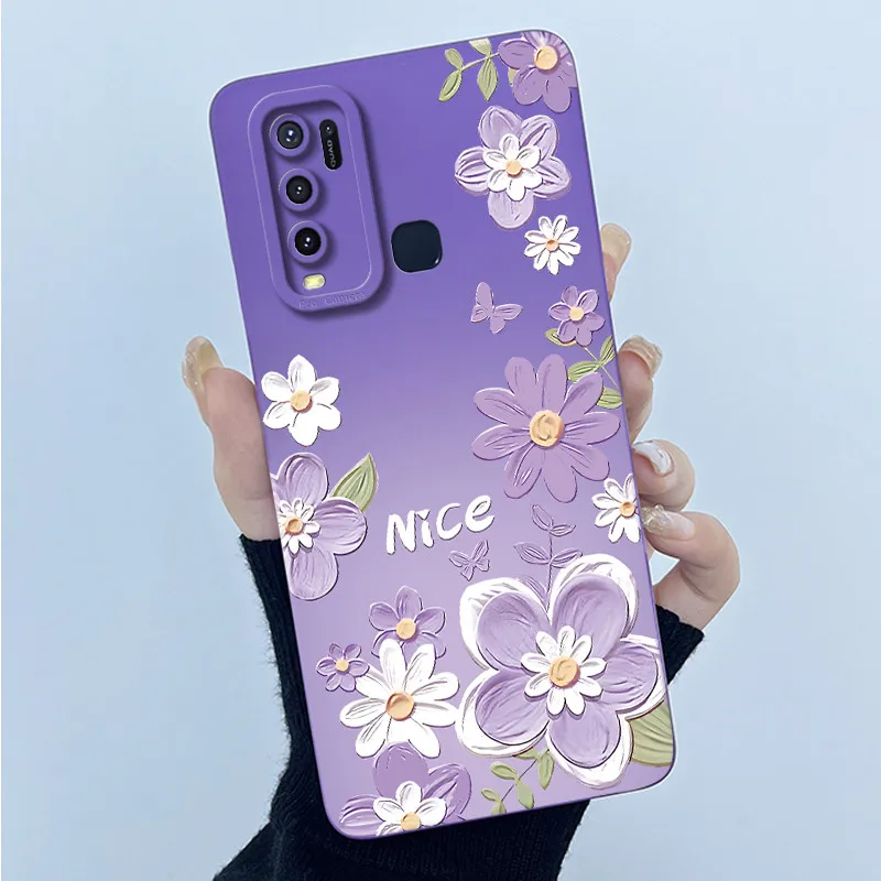 Fashion Simplicity Flower Soft Liquid Silicone Phone Case Cover
