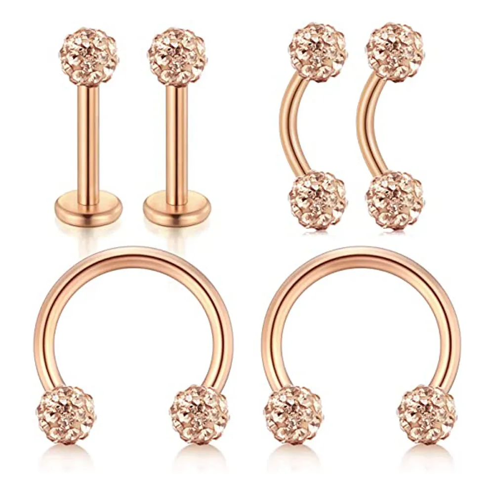 WKOUD 16G Forwards Helix Conch Rook Tragus Cartilage Earrings Vertical