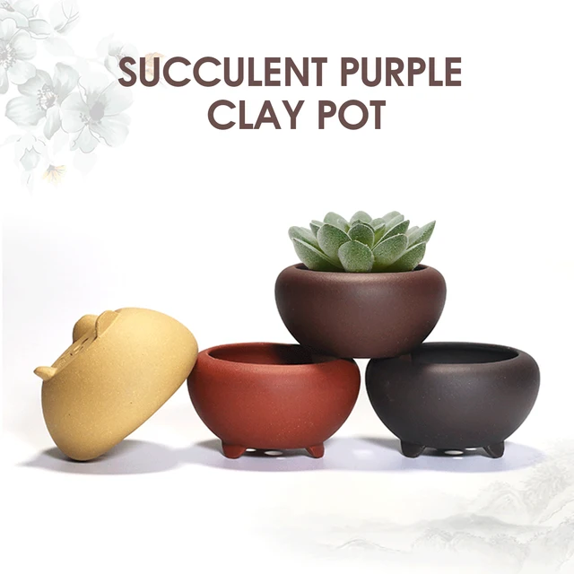 Ceramic Succulent Flower Pot Red Stoneware Flower Pots with Drain Hole Chinese Style Bonsai Pot Crafts Plant Pot Home Decor 5