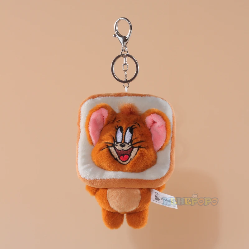 Original Tom and Jerry Plush Keychains - Cute Cheese, Toast, and Hamburger Designs
