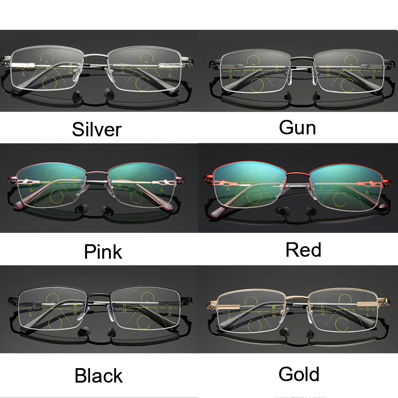 BLMUSA High Quality Progressive Multifocal Reading Glasses Men Titanium Anti Blue Light Glasses Women Casual Eyewear For Elderly images - 6