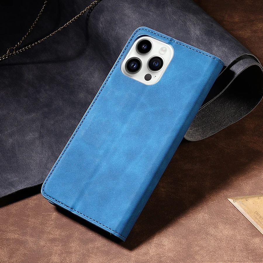 FERLAN Funda Compatible Con IPhone 15, Flip Leather Edition