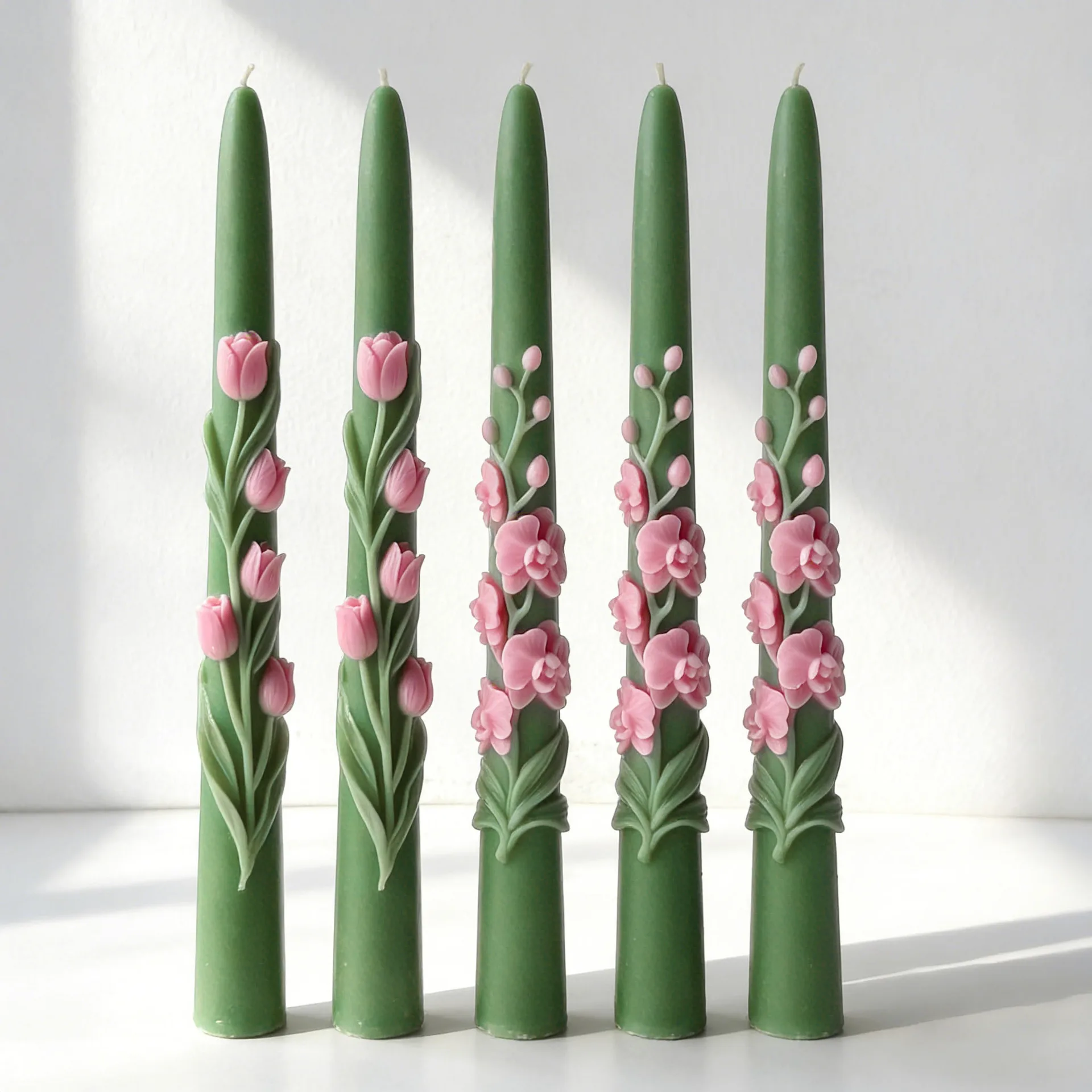 3D 롱 스템 팔레놉시스 난초 꽃무늬 실리콘 몰드 DIY 석고 왁스 레진 캔들 홀더 홈데코 선물용