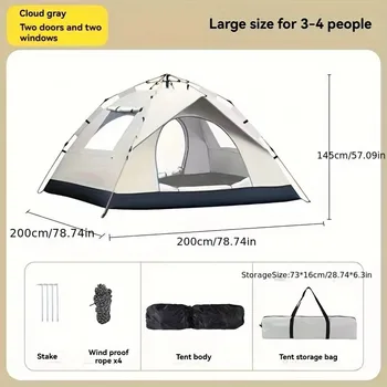 🏕️ Short Product Title (3–5 words) Silver Automatic Camping Tent 7