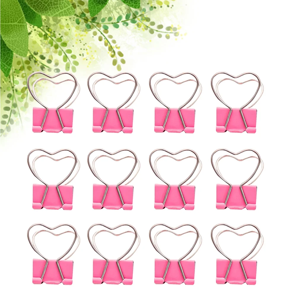 

12 Pcs Binder Clip Decorative Paper Clips Notes Letter Metal Love Elliot Folder