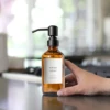Pump Bottle Dispenser for Liquid Soap, Bathroom Hand Soap Dispenser, Amber Glass Soap and Lotion Dispenser Set, 2pcs 8Oz 250ml 2