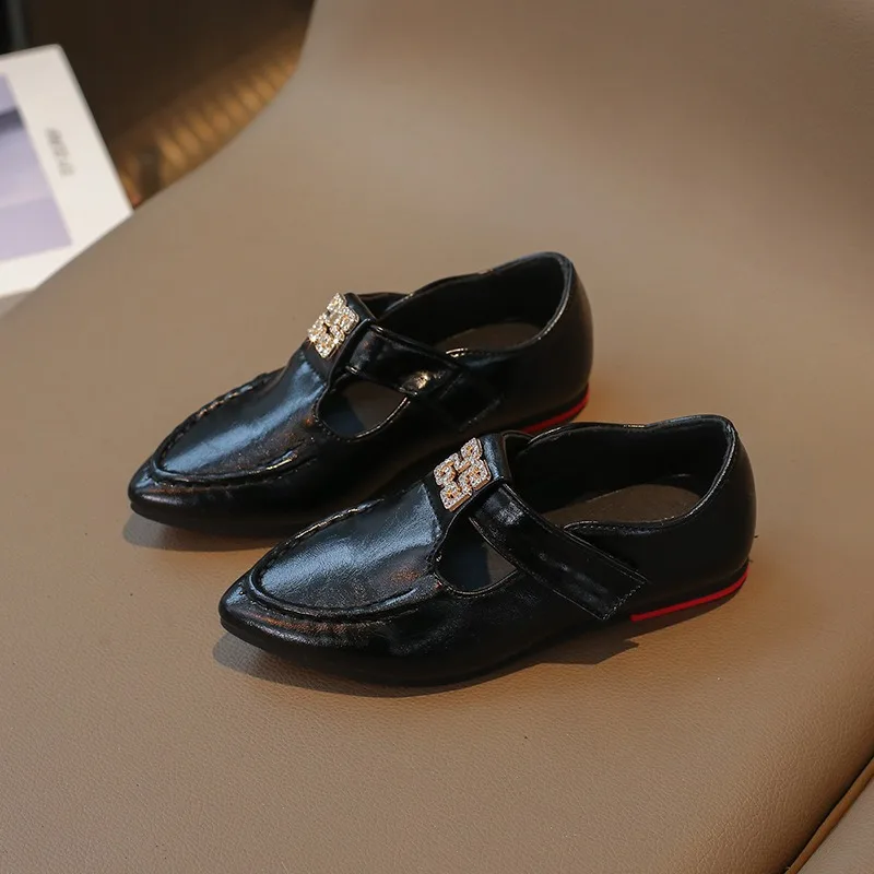 Girl's Pointed Little Leather Shoes Spring and Autumn New Korean Version Children's Soft Sole Fashion Princess Single Shoe