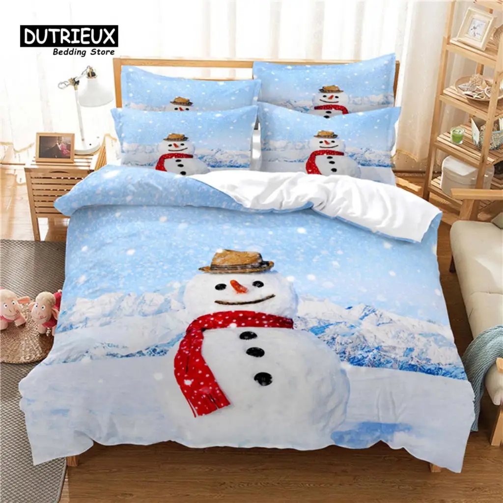 

Snow Scene Bedding Set, Christmas Duvet Cover Set, Soft Comfortable Breathable Duvet Cover, For Bedroom Guest Room Decor