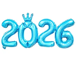 Elegant 2026 Foil Balloon Set for New Year's Eve Party & Festive Decor (Light blue Crown)