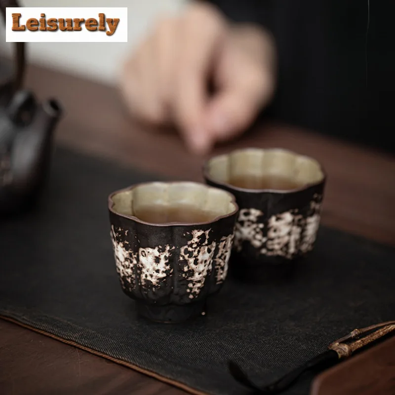 Wabi Sabi Style Black Pottery Lifting Handle Tea Set Complete Set Retro Tea Ceremony Set Teapot And Tea Cup Set Teaware Ornament
