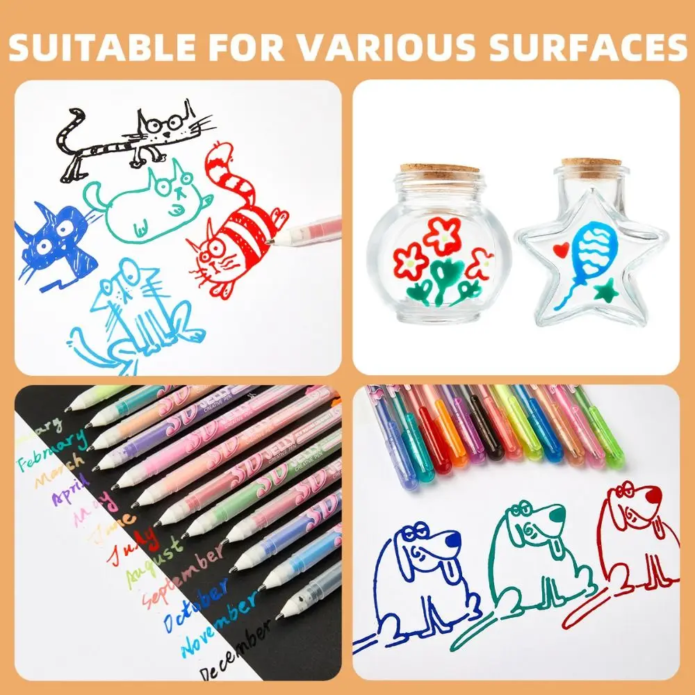 6/12Pcs 새로운 DIY 3D 젤리 펜 부드럽고 광택있는 젤 잉크 펜 마커 그림 그리기 색칠 컬러 펜 공예 스크랩북