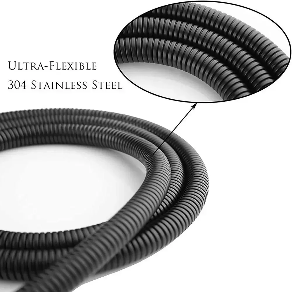 1.5/2m Hose Black Stainless Steel Garden Water Hose Handheld Shower Pipe Flexible Tube Anti-winding Bathroom Accessories Pipes
