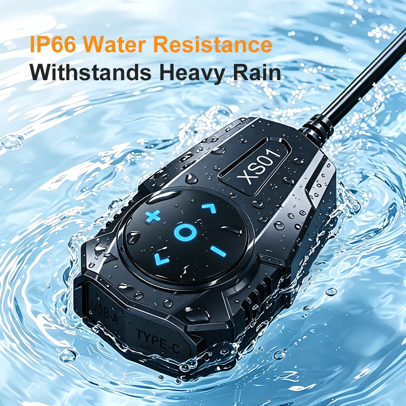 Dual Port 55W Motorcycle Charger with Wireless Control - Waterproof Handlebar Power Adapter