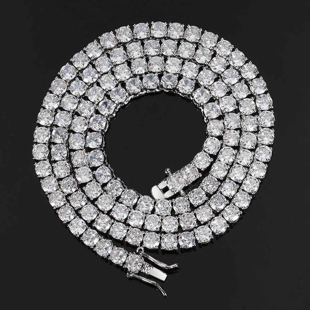 

Hiphop 3-6mm 3A Zircon Tennis Necklace for Men Copper Jewelry Plated 18k Gold Iced CZ Cubic Zirconia Link Chain Necklaces Gift