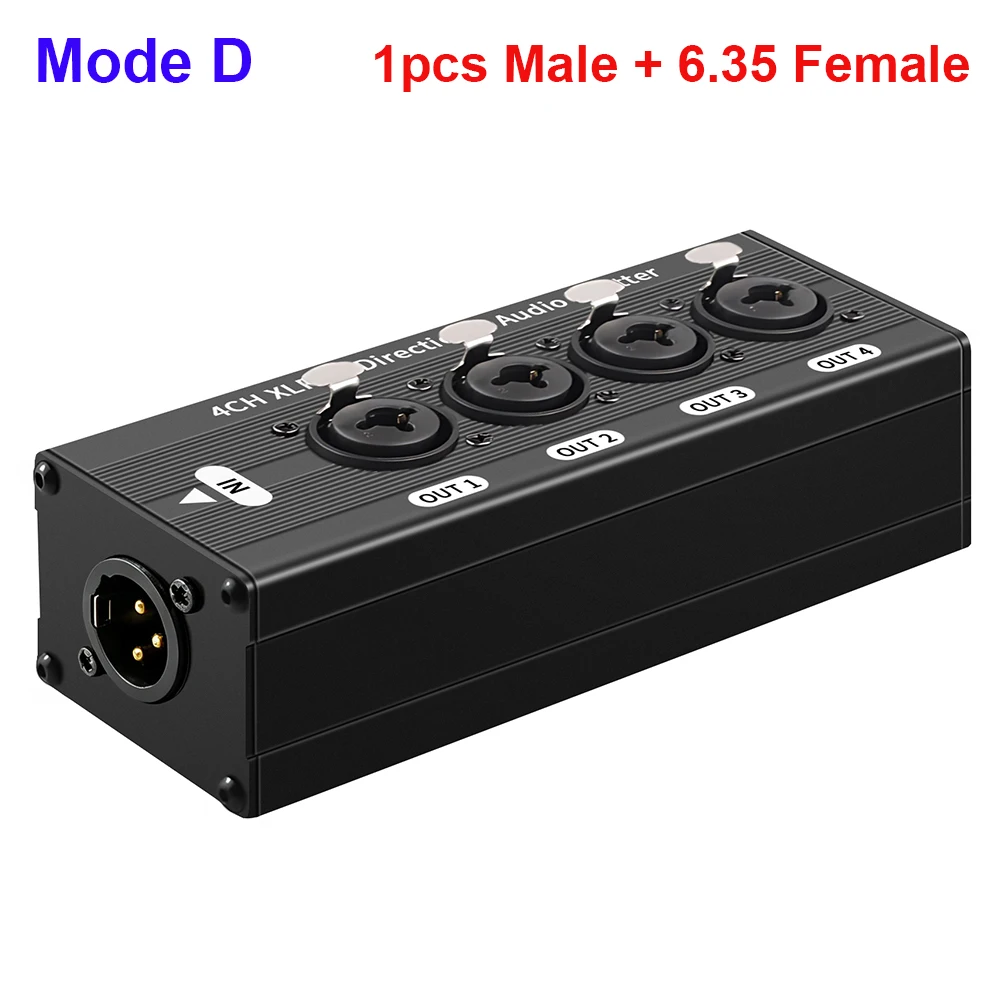 Professional XLR Balanced Audio Signal Splitter Box - 1 Input to 4 Outputs