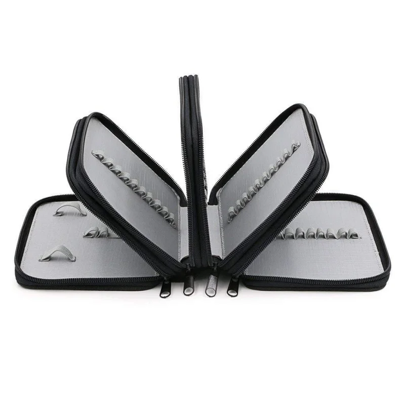 Large Capacity Nail Pen Brush Organizer Carrying Case 4 Layer Brushes Nail Crystal Pencil Dotting Tools Organizer Zipper Bag