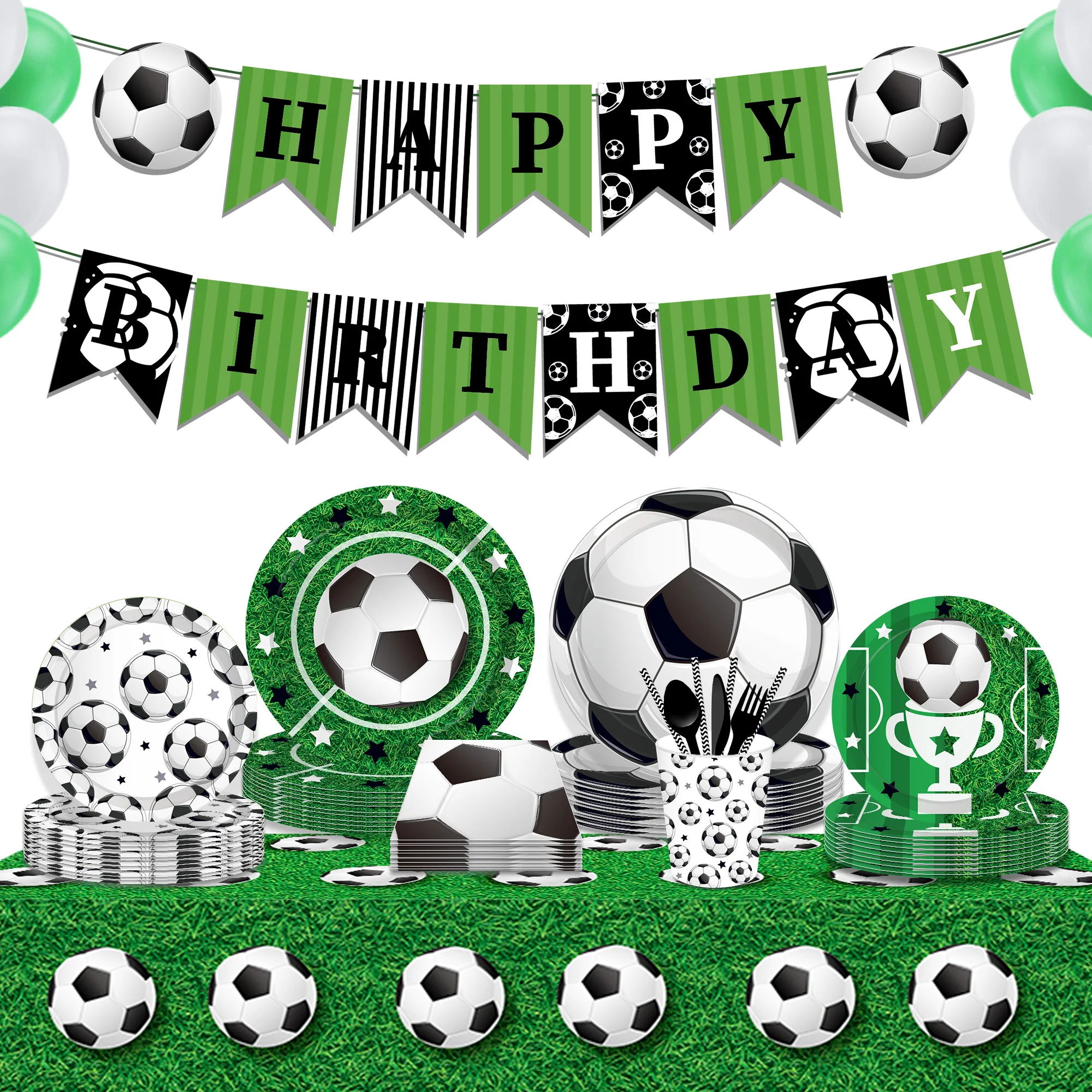 

Sport Game Football Soccer Birthday Party Paper Disposable Tableware Sets Tablecover Gift Bag Banner Baby Shower Party Backdrops