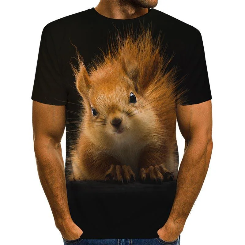 

Men's Squirrel T Shirt 3D Print Cute Animal Graphic Tees Lovely Pattern Funny Pet Puppy Face Tshirt For Men Women Streetwear