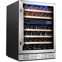 24 Inch Wine Cooler, 46 Bottle - Dual Zone Built-in or Freestanding Fridge with Stainless Steel Reversible Glass Door for Home 1