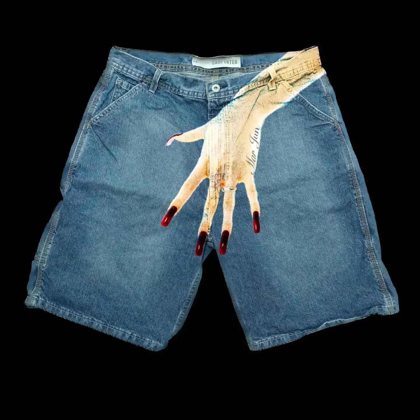 Retro Blue Baggy Denim Gym Shorts Harajuku Hip Hop Y2K Shorts Pants Mens Graphic Print New Gothic Sweatpants Basketball denim shorts summer jeans shorts