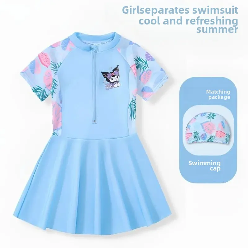 A9808 blue swimsuit + swimming cap