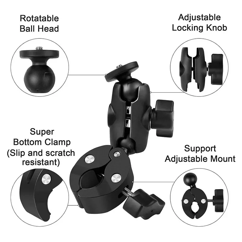 Versatile Double Socket Arm Clamp with Strong Clip