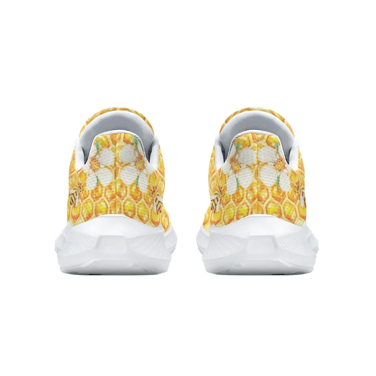 New Honey Bee Cartoon Pattern Spring Autumn Sneakers Outdoor Travel Dirt Resistant Sport Shoes Mesh Shock Absorbing Footwear DIY