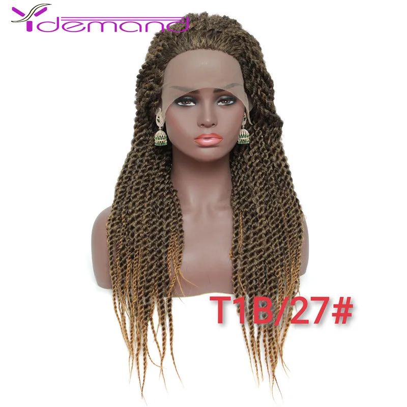 Y Demand Synthetic Lace Front Wig Afro 2x Twist Braids Wigs For Black Women Mambo Full Head Wig Braided