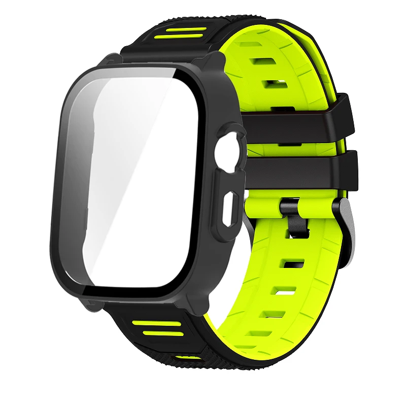 Breathable Silicone Strap with PC Glass Case – 2-in-1 Bracelet and Screen Protector