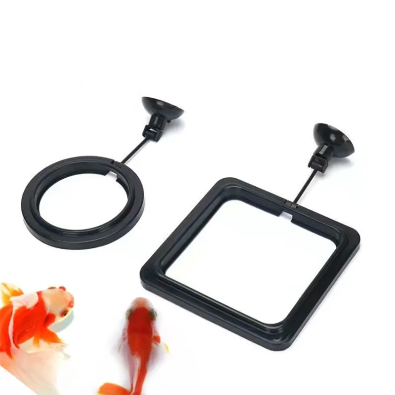 New Aquarium Feeding Ring Fish Tank Station Floating Food Tray Feeder Square Circle Aquarium Accessory with Suction Cup 4