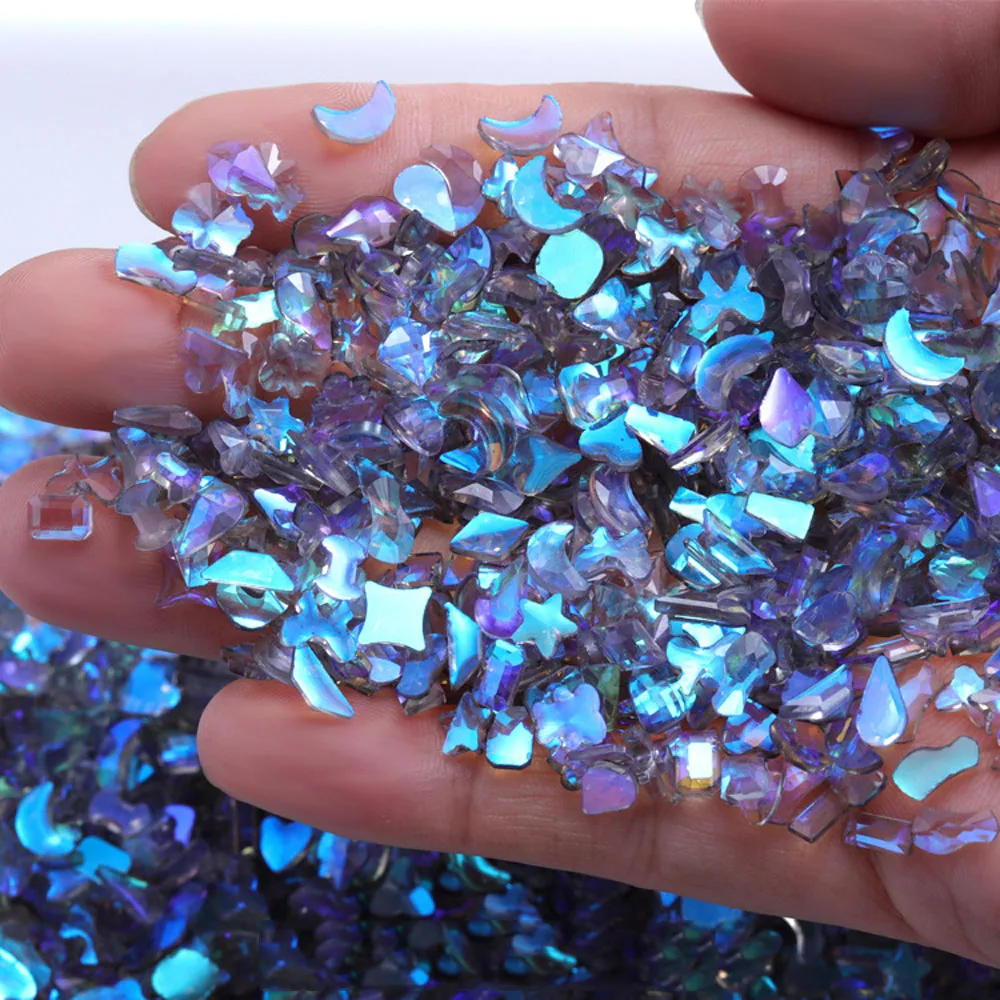 

100PCS 3D Resin Nail Art Rhinestone Charms Aurora Stone Phantom Diamond Decorations Gems Jewelry AB Color Iridescent Accessories