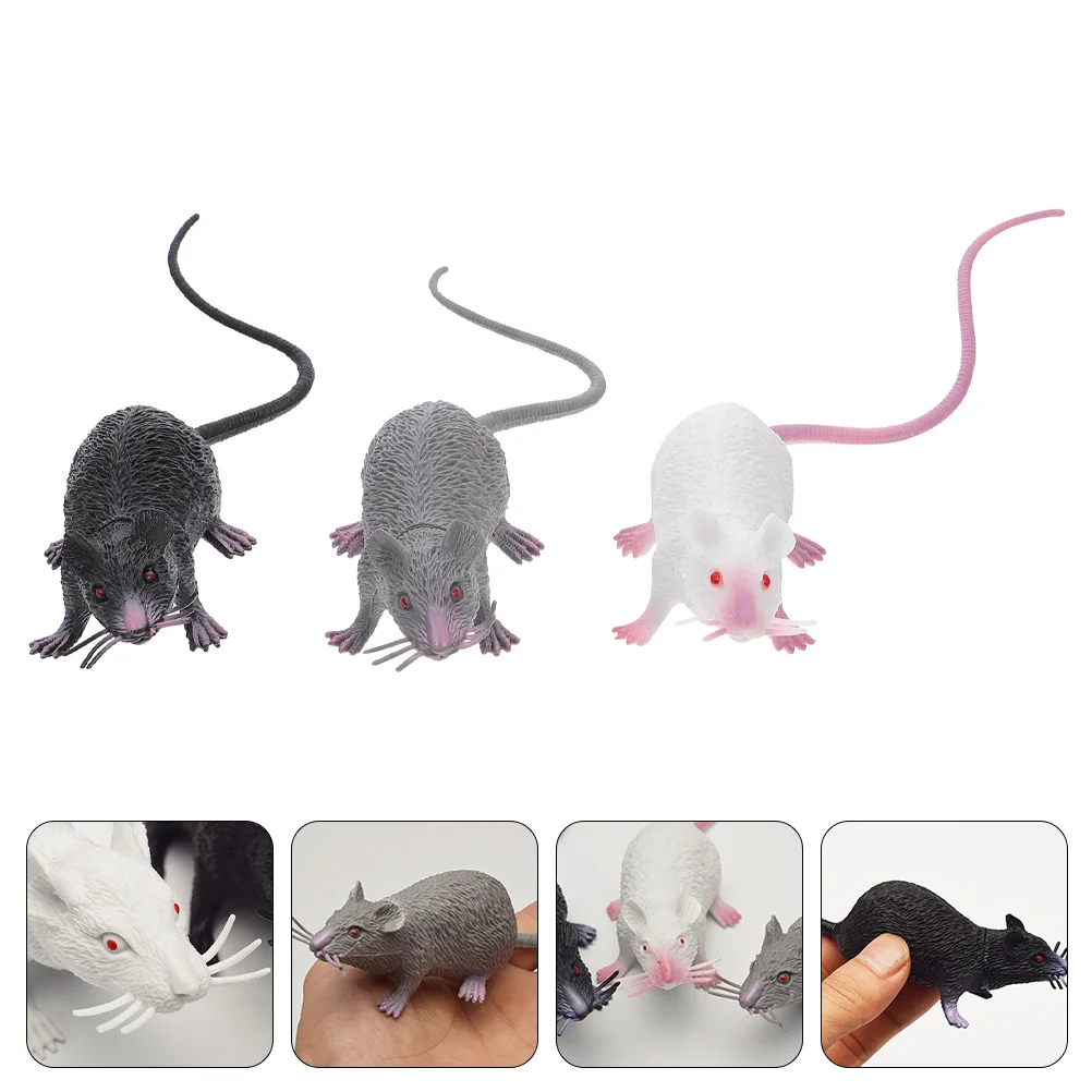 

3 Pcs Simulated Soft Rubber Mouse Halloween Toys Artificial Mice Decorations Trick Party False Props Ornament