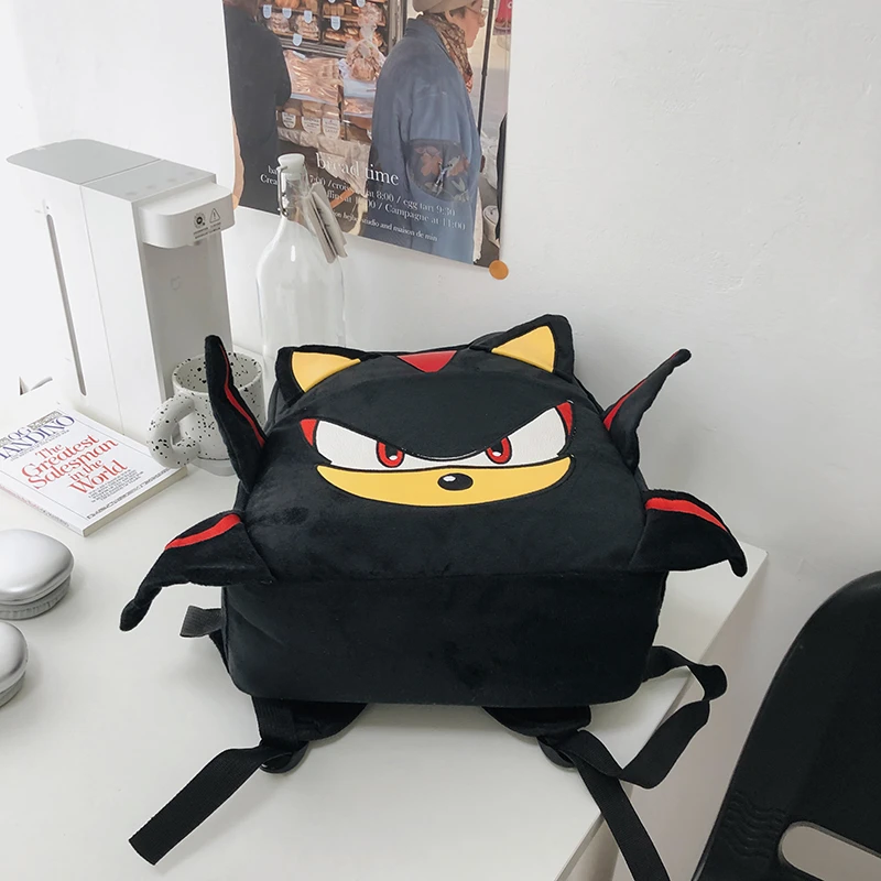 School Bag Girls Backpack Cartoon Black hedgehog Plush Schoolbag Bag StudentCool High Capacity Women's Bag Gift 5