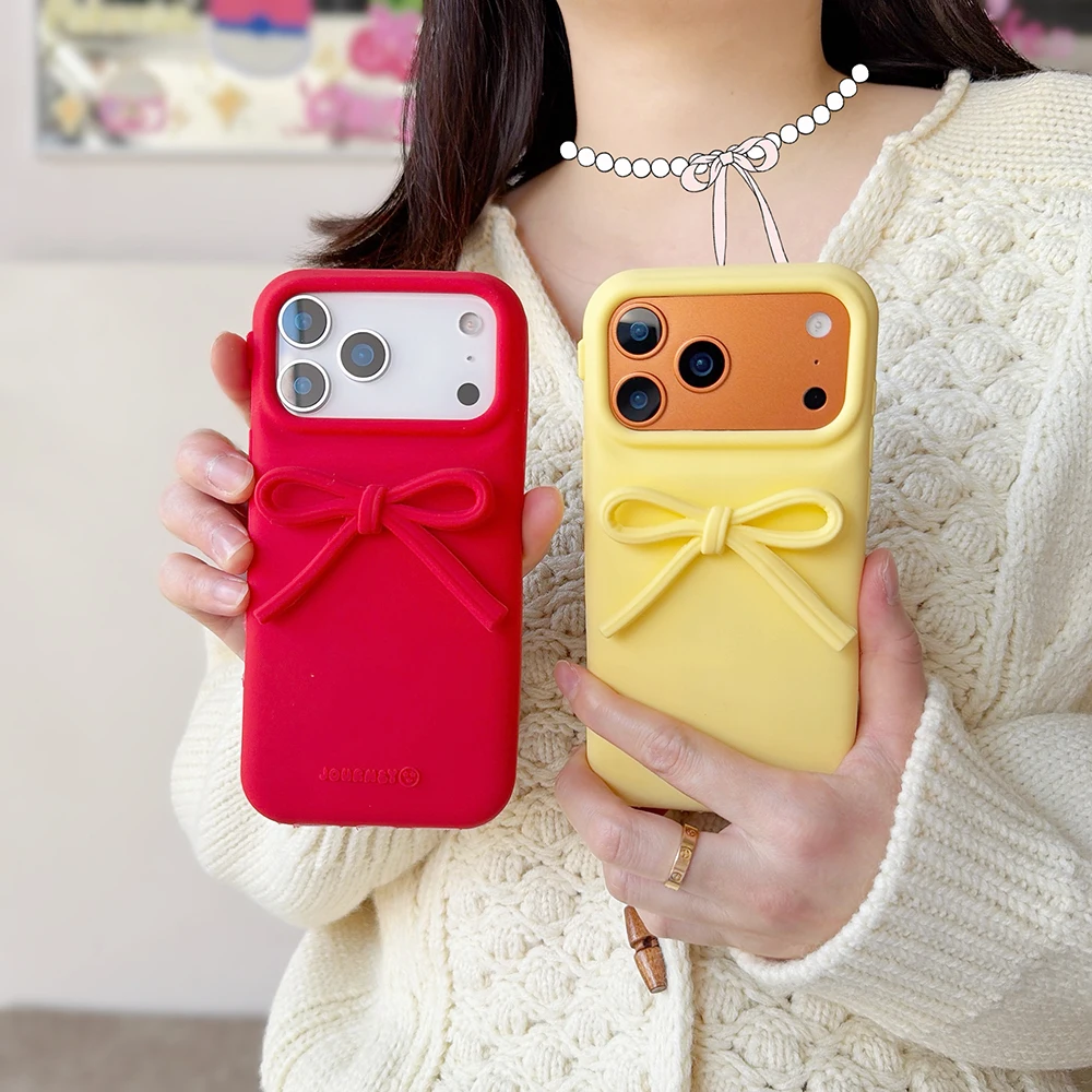 Cute 3D Bowknot Soft Silicone Phone Case - Lovely Shockproof Back Cover
