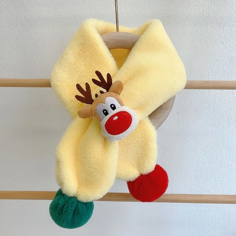 Children's scarf Christmas Moose Design bib Christmas Autumn Winter Fluffy New Year thickening to keep warm